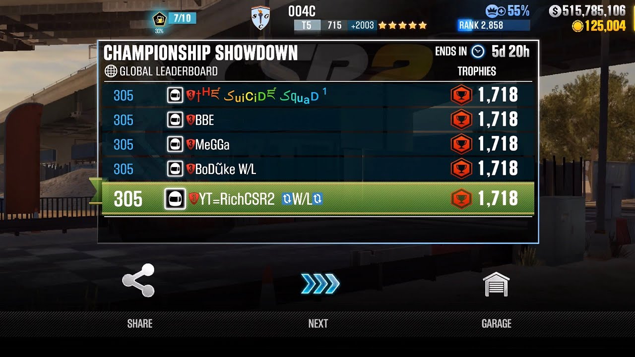 CSR2 | Season 251 | Championship Showdown | Top 500 | SCG Glickenhaus 004C Gold Star |