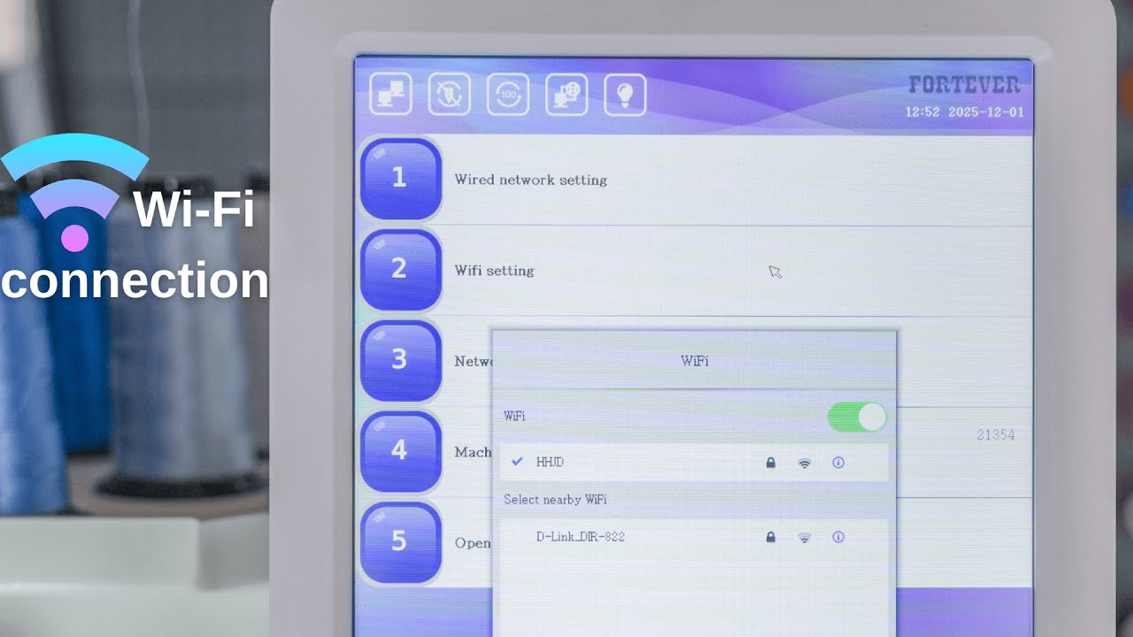 How to connect the FT-1201R series machine to WiFi and transfer the patterns?