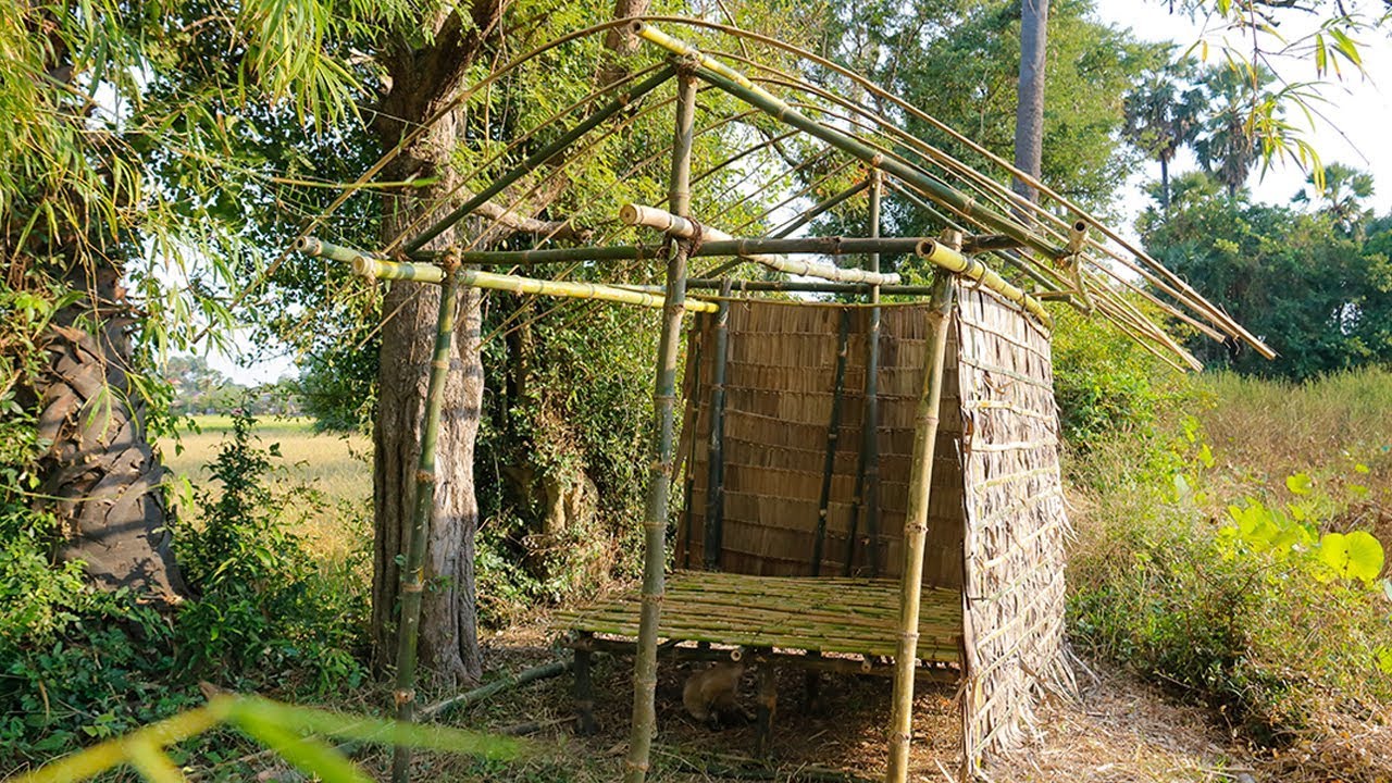 Primitive Technology: Build A Primitive Hut With Natural Palm Leaf | Part 1