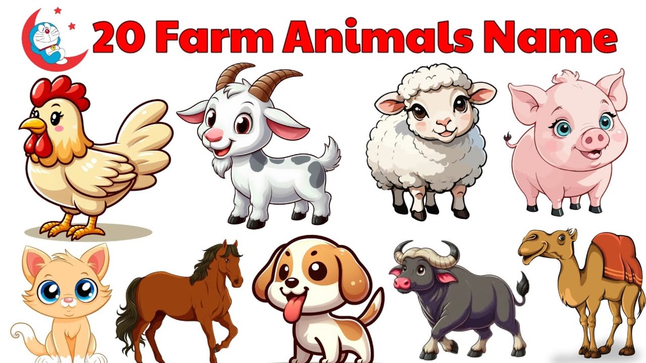 20 Farm Animals Name in English to Hindi 🐄 | Farm Animal Names for Kids | ZooZoo Rhymes