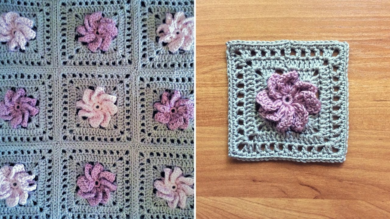 Crochet 3D Flower Granny Square Tutorial