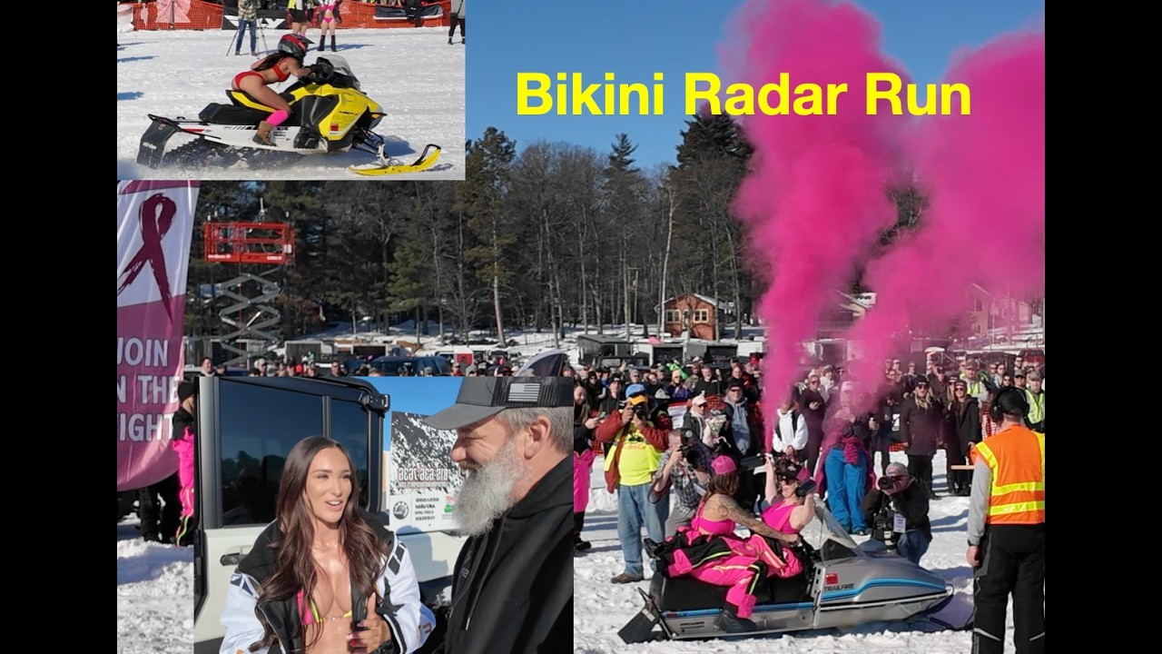 St. Germain Snowmobile Bikini Radar Run 🔥 Huge Crowd & Warm Weather