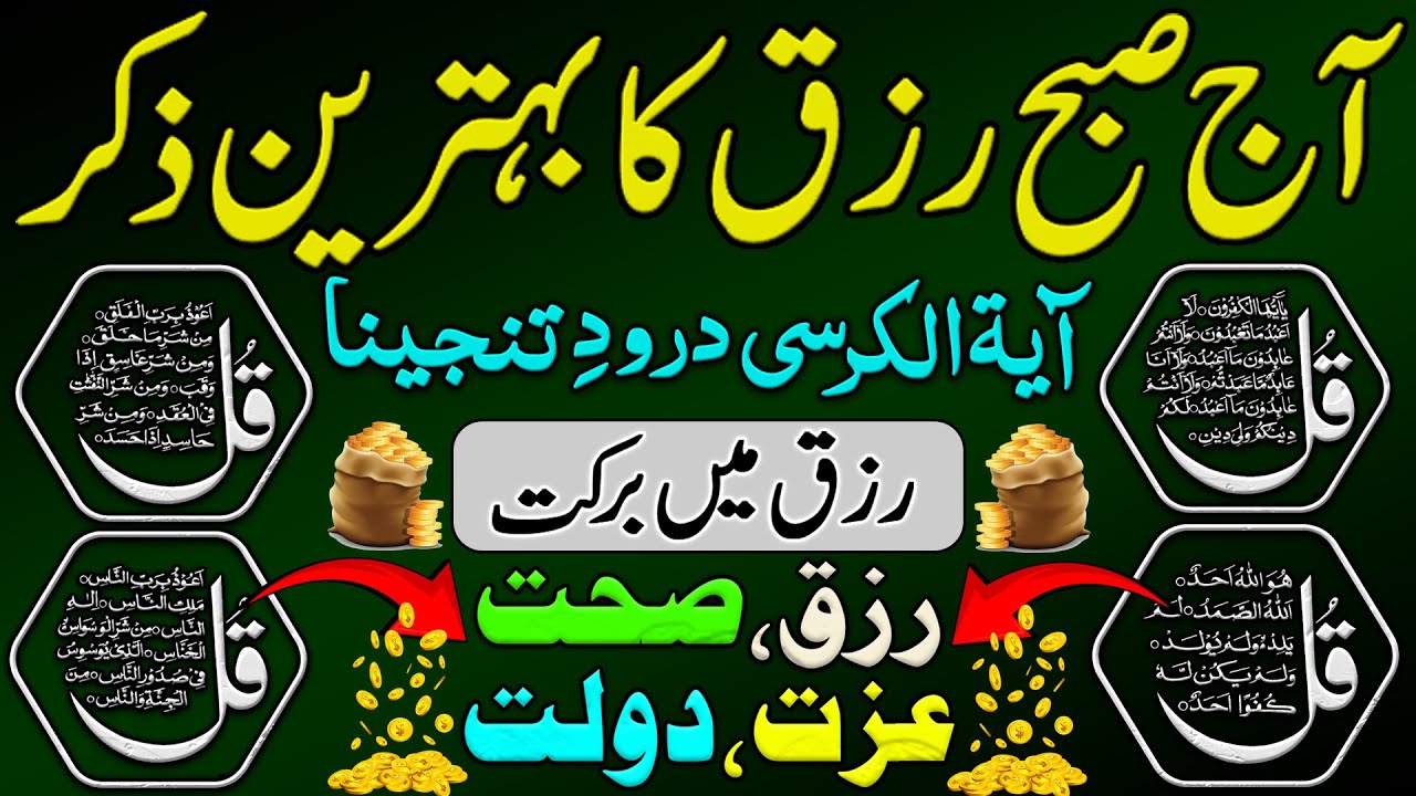 Sunday Morning Adhkar | Ayat Ul Kursi | Durood Ibrahimi | Rizq Mei Barkat | 4 Qul | Adhkar Us Subha