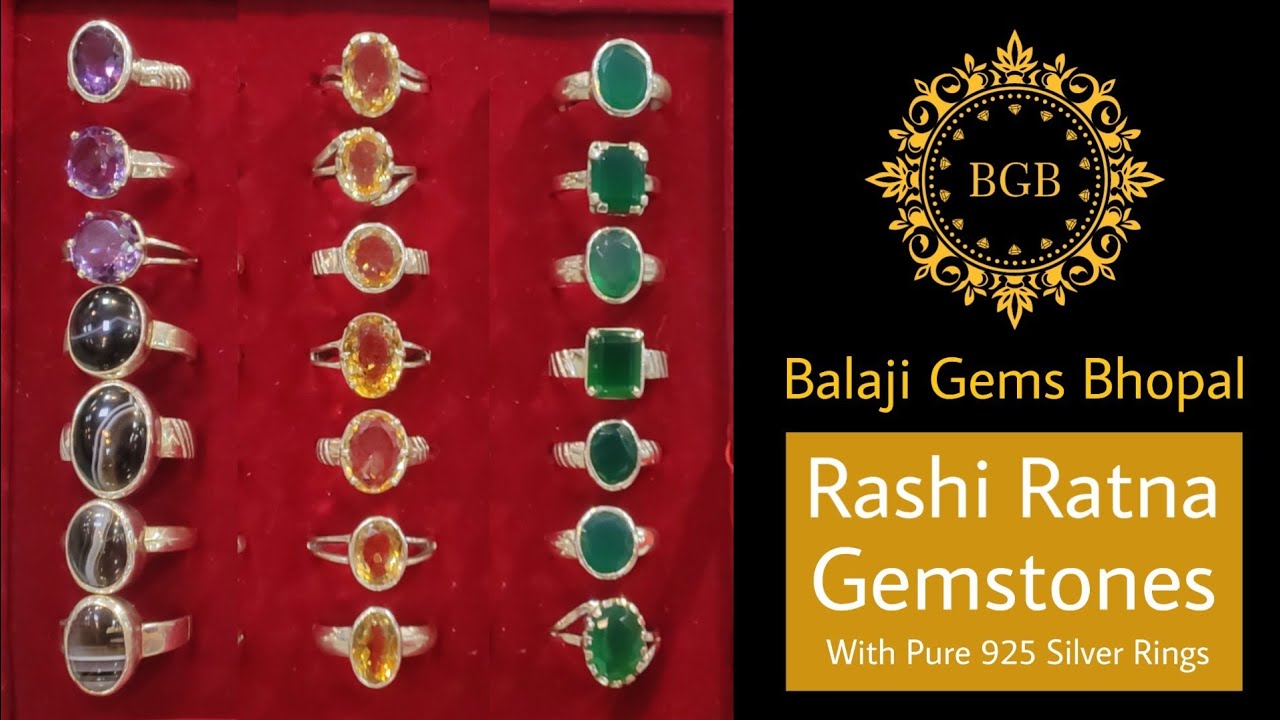 Rashi Ratna (Gemstones) Silver Rings | Sunela Ratna, Jamunia Ratna, Hakik Ratna, Neeli Ratna, Onyx