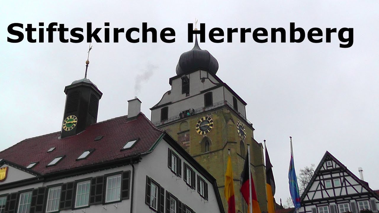 Stiftskirche Herrenberg & Glockengel&auml;ut im Turm. Church bells ring - 4.Advent