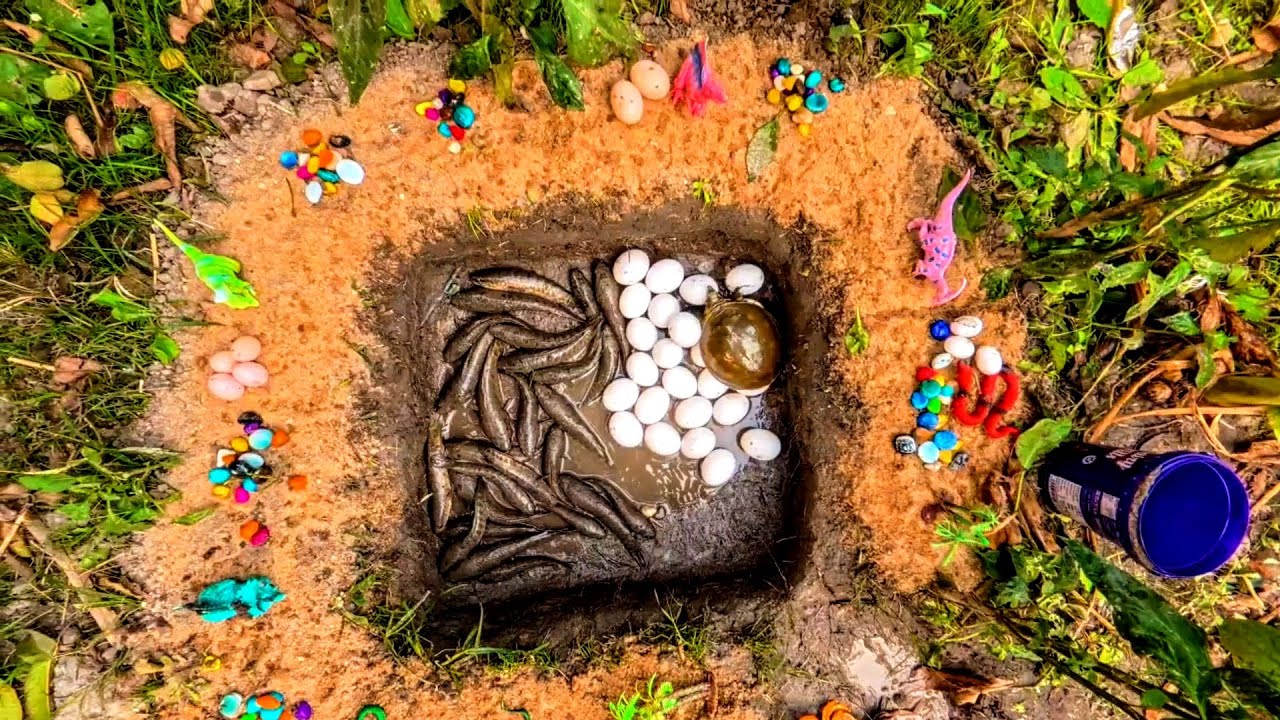 Lots Of Fish And Lots Of Eggs In A Small Pond And Caught A Turtle 🐢 🐠