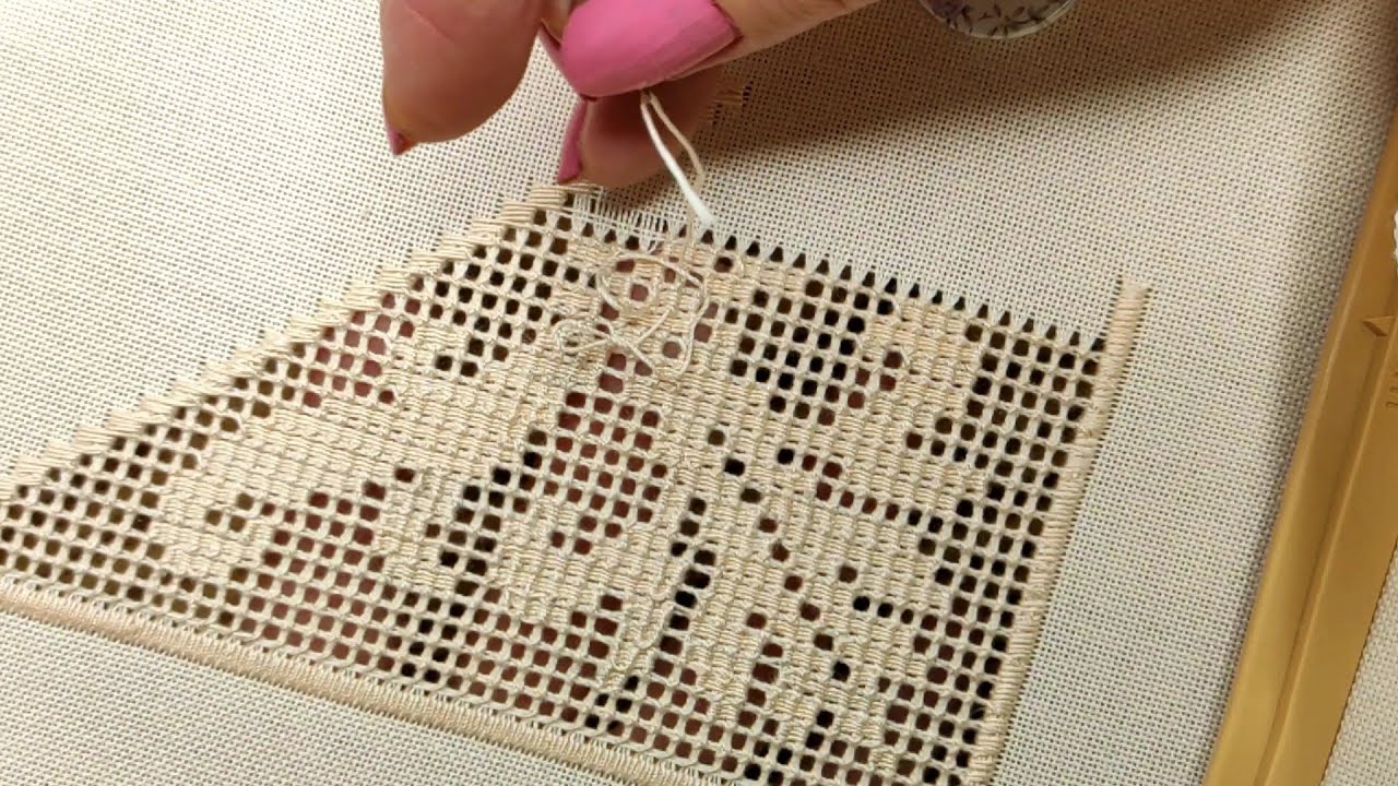 Закріпка нитки при вишивці мережки в кутику| Hand embroidery|