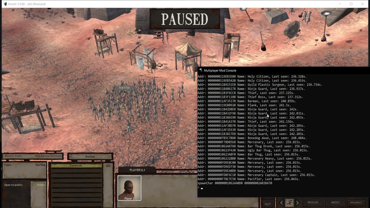 Kenshi Multiplayer v0.2: Spawning characters/items