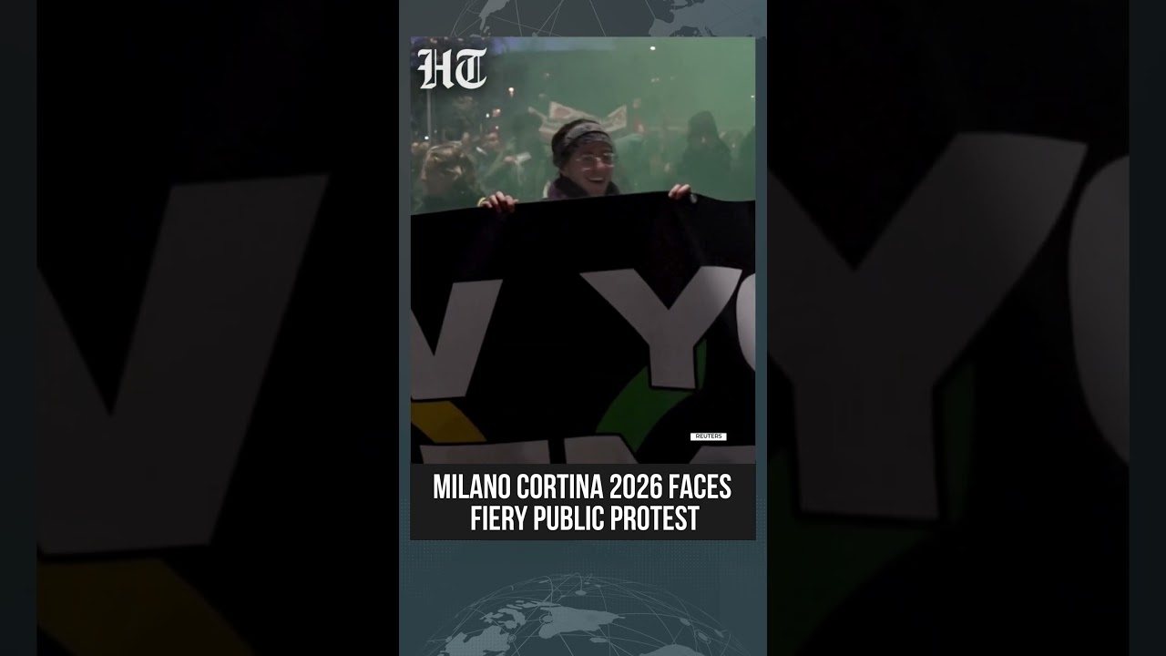 Flares Burn As Protesters Rally Against Milano Cortina 2026 Olympics | #shorts