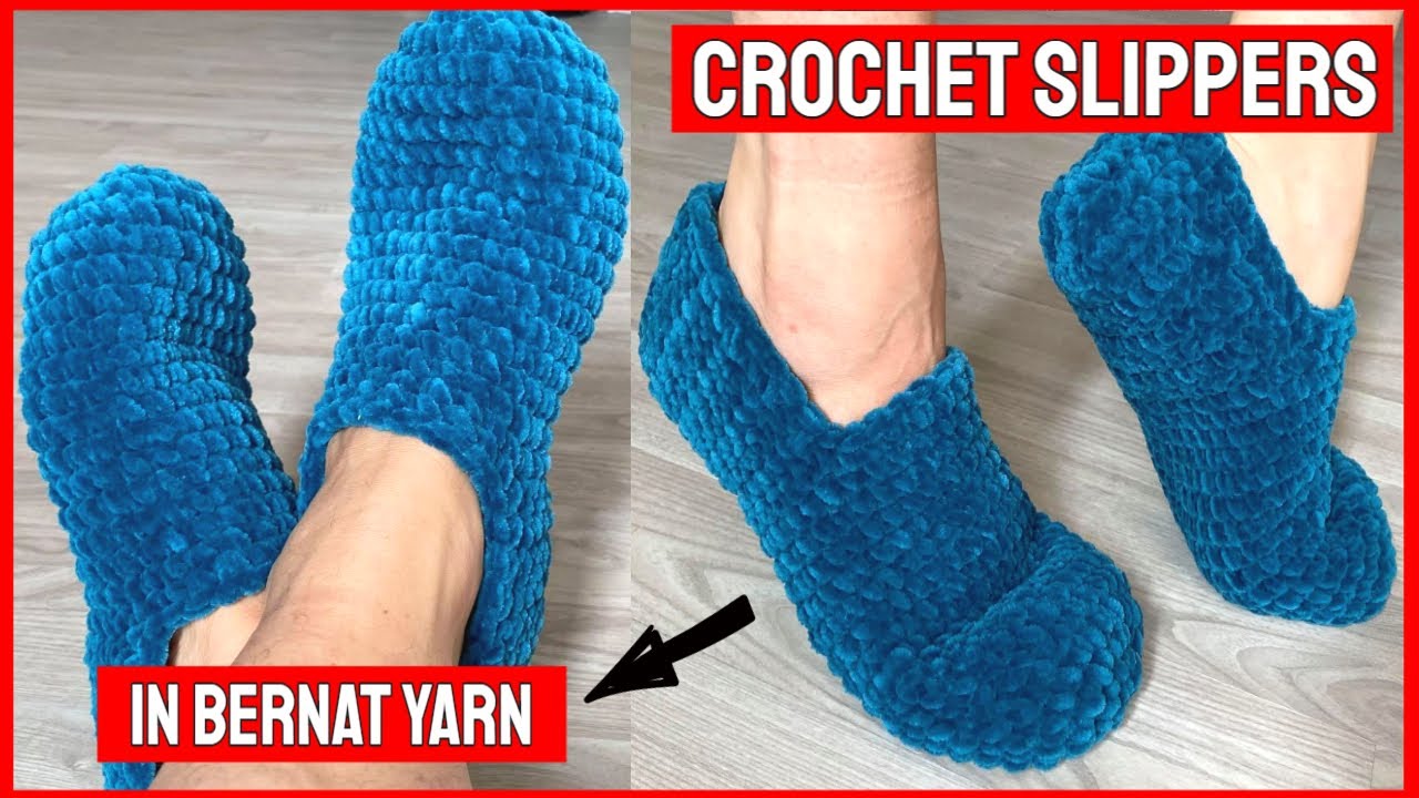 1 ЧАС ТАПОЧКИ КРЮЧКОМ из пряжи Bernat