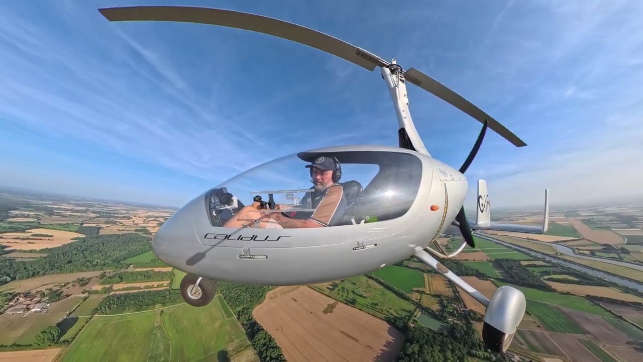 Gyrocopter flying over Downham Market and Kings Lynn Norfolk