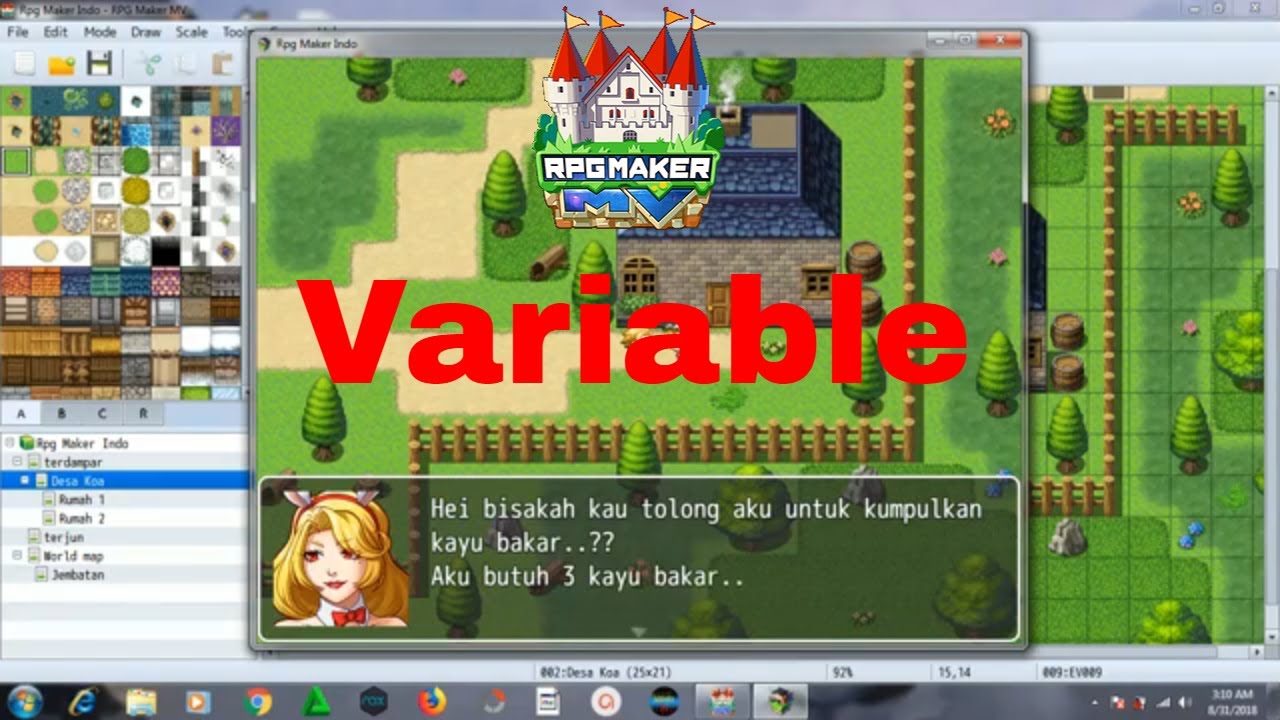 #Variable | untuk pembuatan quest atau puzzle | cara membuat game rpg android | rpg maker MV