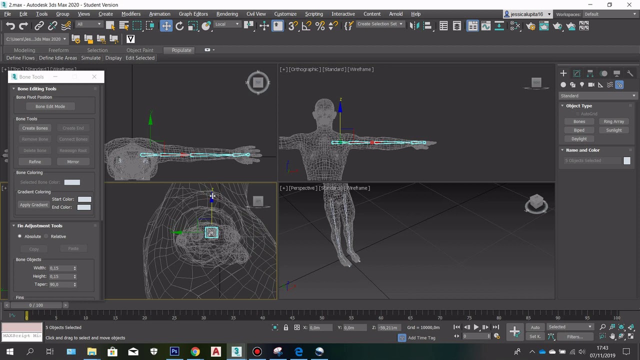 How to - Character Rigging in 3Ds MAX (SET BONES and SKIN MODIFIER)