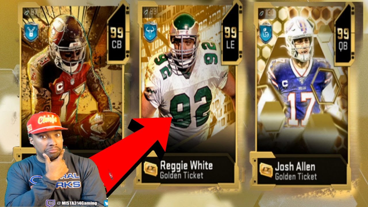 GOLDEN TICKET Mike Evans, Reggie White and Josh Allen!!! MUT 20 Golden Ticket Promo.