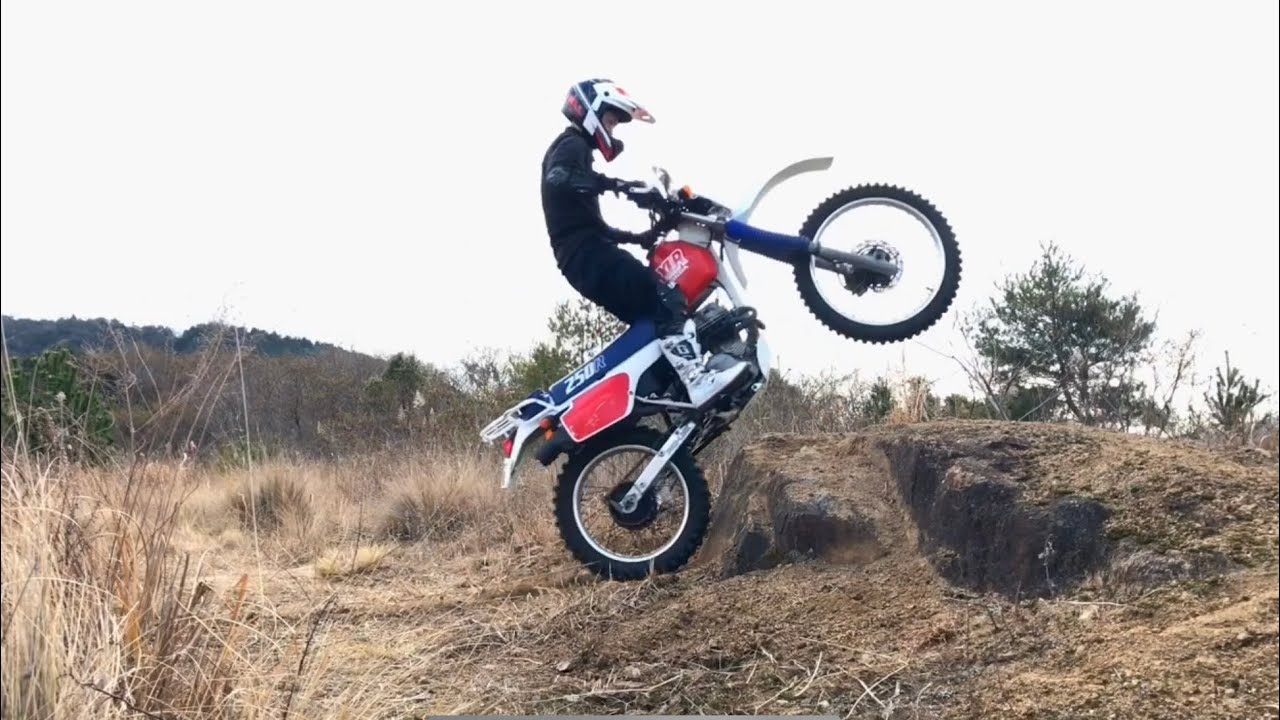 Honda XLR250Rでトライアル練習  フロントアップ・ステアケース