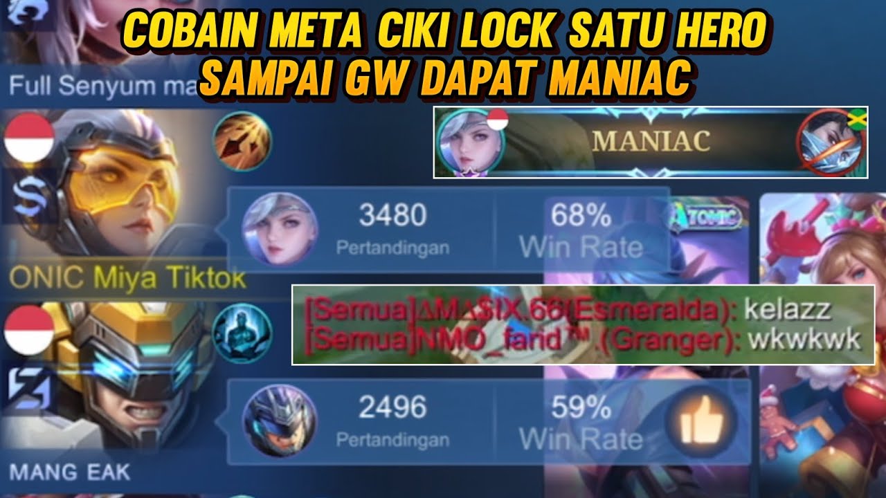 MABAR JOHNSON MANG EAK PAKAI META CIKI LOCK SATU HERO SAMPAI MANIAC! | MLBB