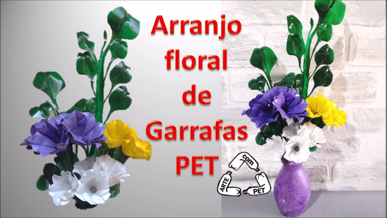 FLORES COLORIDAS DE GARRAFAS PET/ARTE com PET/DIY
