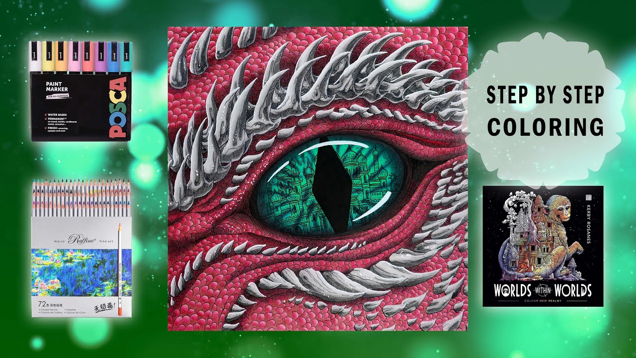 Worlds Within Worlds by Kerby Rosanes 🐲 Coloring dragon eye and scales 👁 Color Along