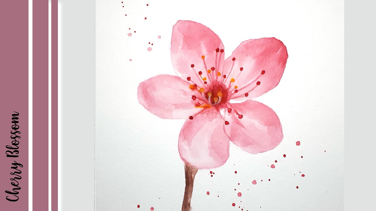 CHERRY BLOSSOM | How to Paint Cherry Blossom with Watercolor