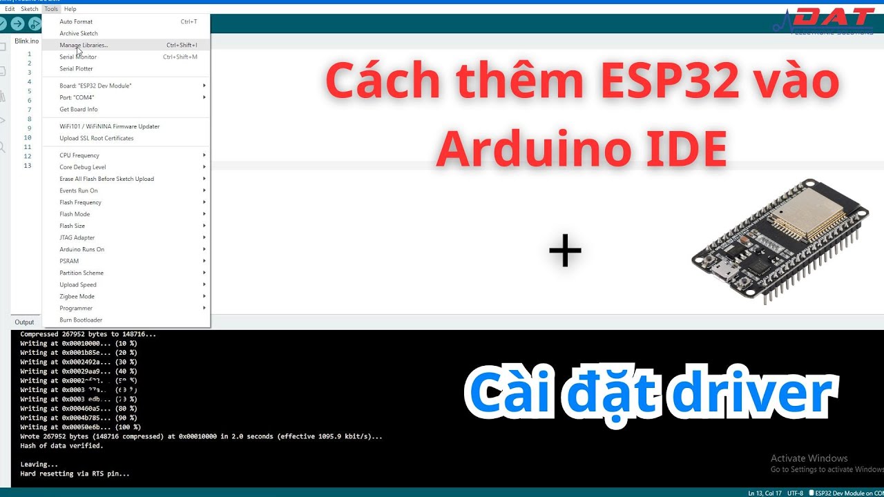 Hướng dẫn cài thư viện và driver cho esp32 | Điện tử DAT