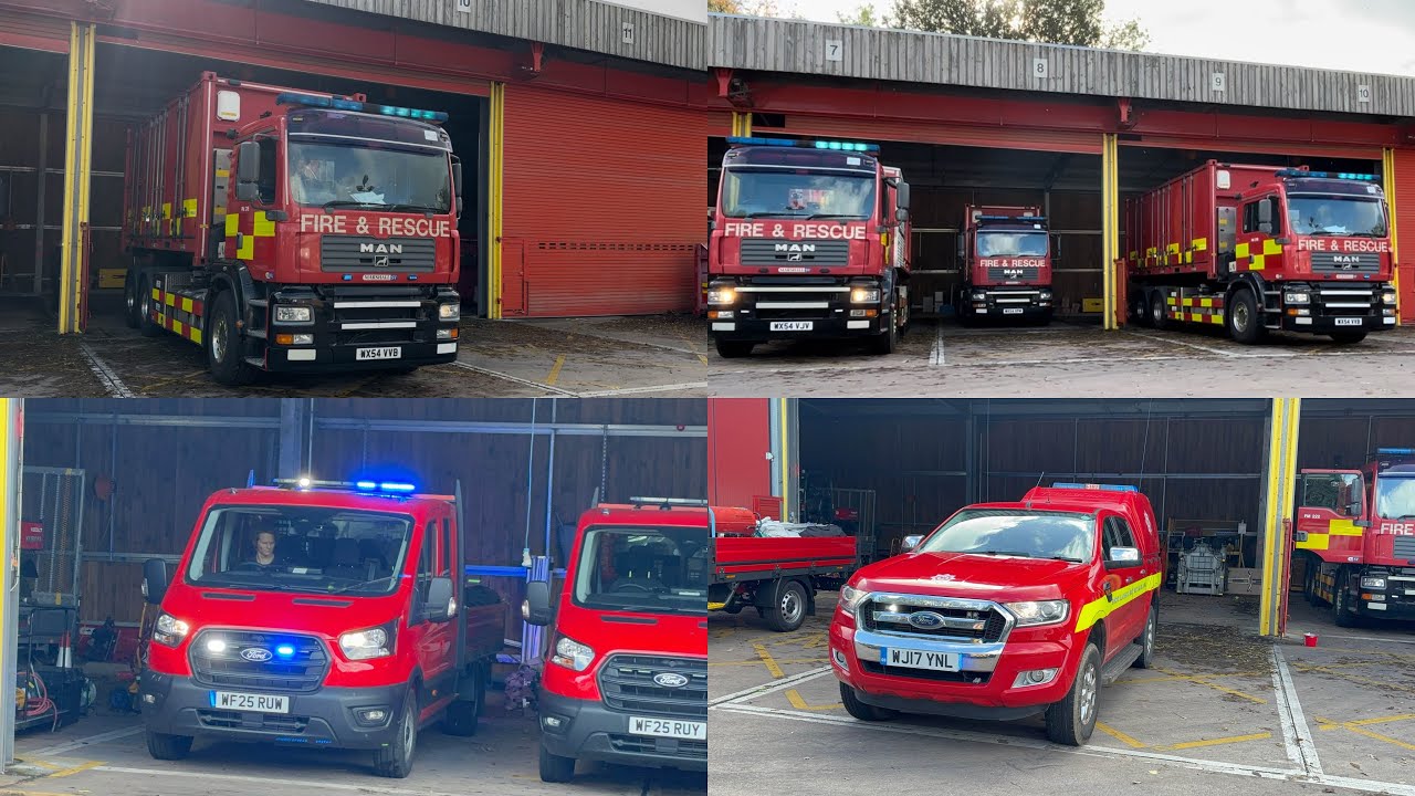 **TWO TONES** Clyst St George fire station USAR and other appliances lights and sirens demo 