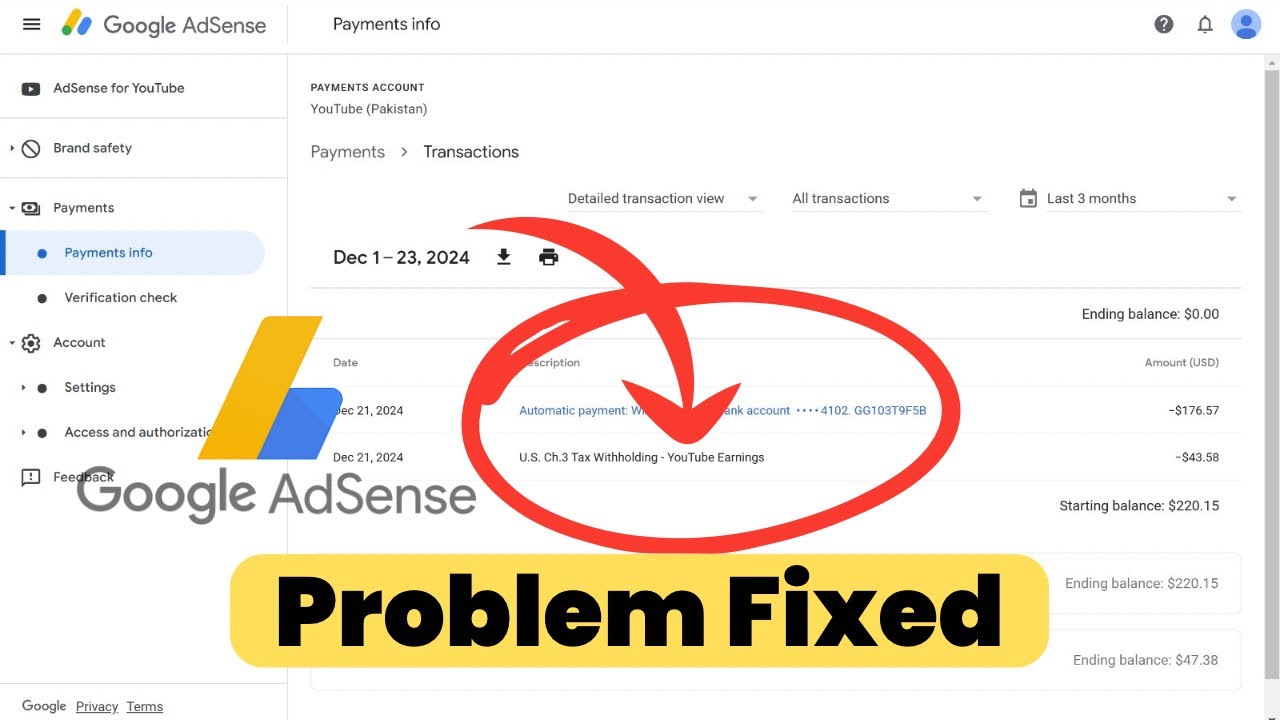 U.s. Ch.3 Tax Withholding - Youtube Earnings Adsense Problem Solved
