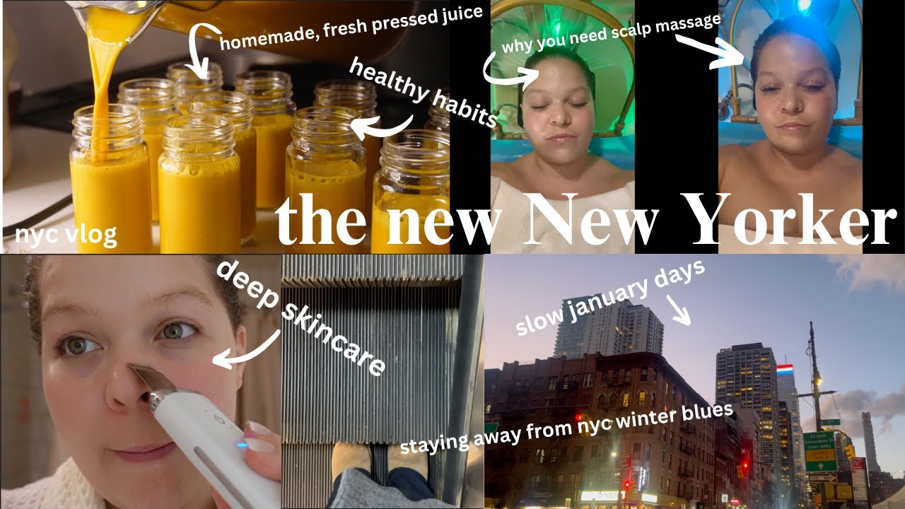 realistic winter in nyc vlog❄️detailed scalp massage.skincare.juice shots. #nycvlog  | Holly Lynora