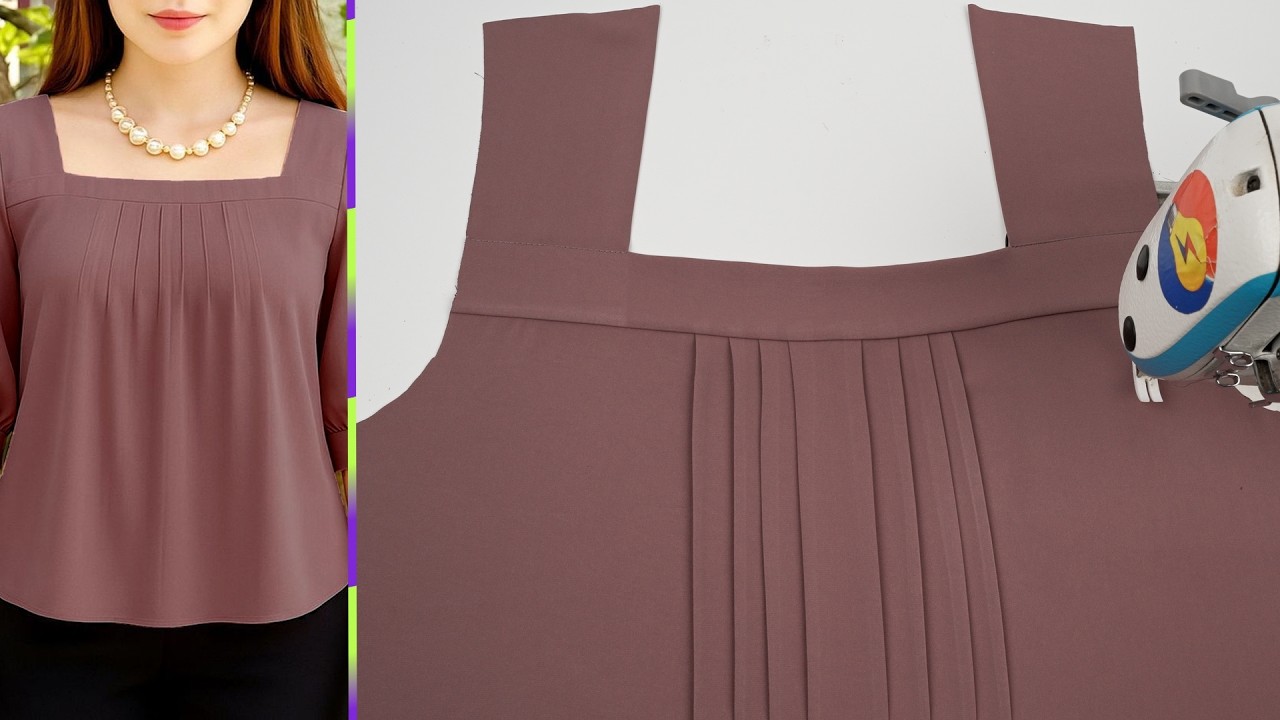 Very useful and unique sewing ideas for girls 💞//How to Sew a Perfect Square Neckline with Pleats 💖