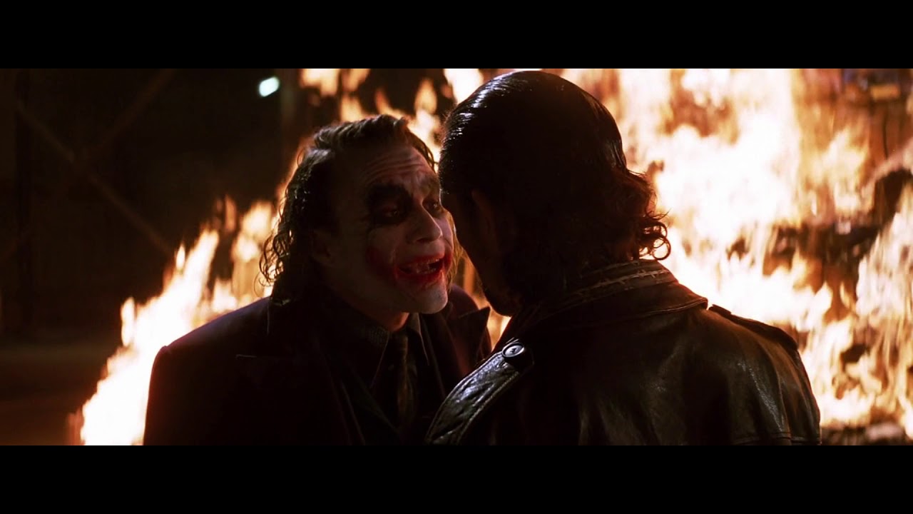 Batman The Dark Knight Joker burning the money scene