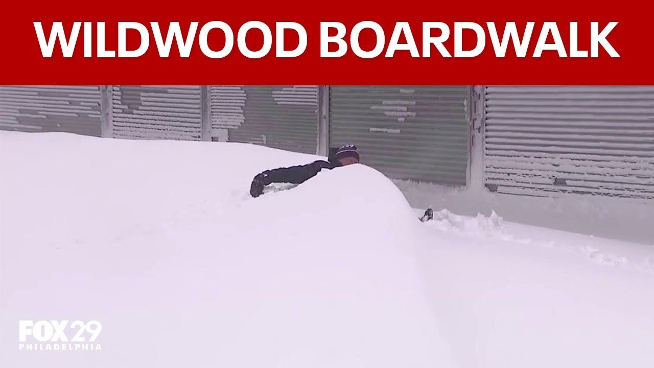 Knee-deep snow on the Wildwood boardwalk
