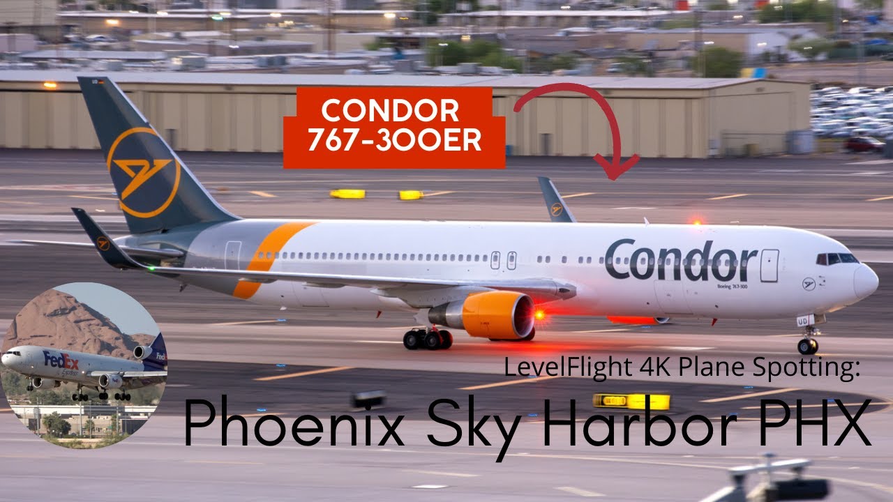 4K Phoenix Sky Harbor PHX Plane Spotting: Return of Condor Plus FedEx DC-10