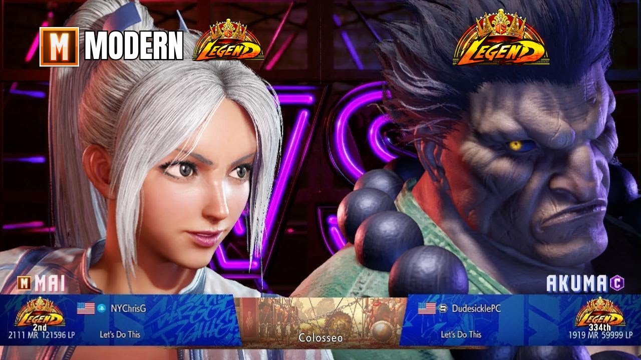 Modern Mai (NYChrisG) vs Akuma (Dudesickle) Legend 2100 MR | SF6