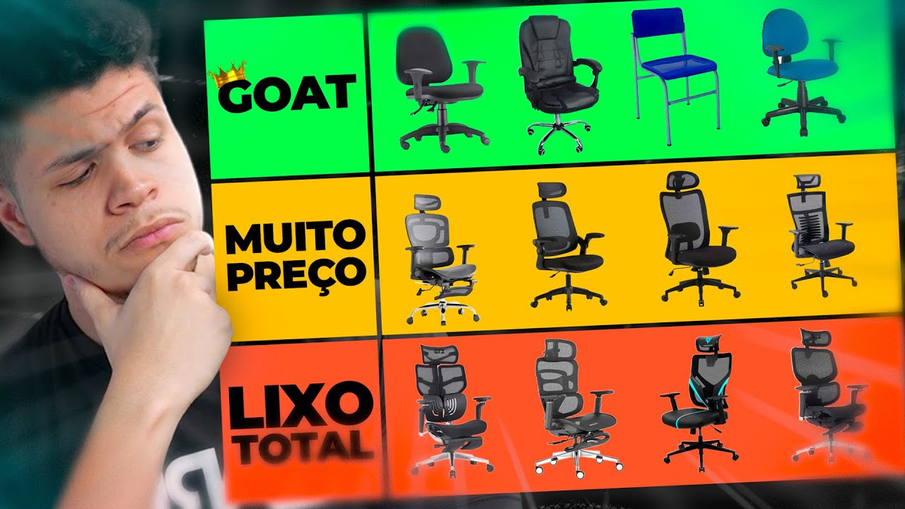 TIER LIST MELHORES Cadeiras ERGON&Ocirc;MICA e GAMER AT&Eacute; R$1.200  - Top 15