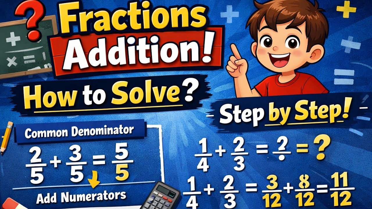 Operations on fractions | Addition | How to Solve addition of fraction ? | Basic Maths