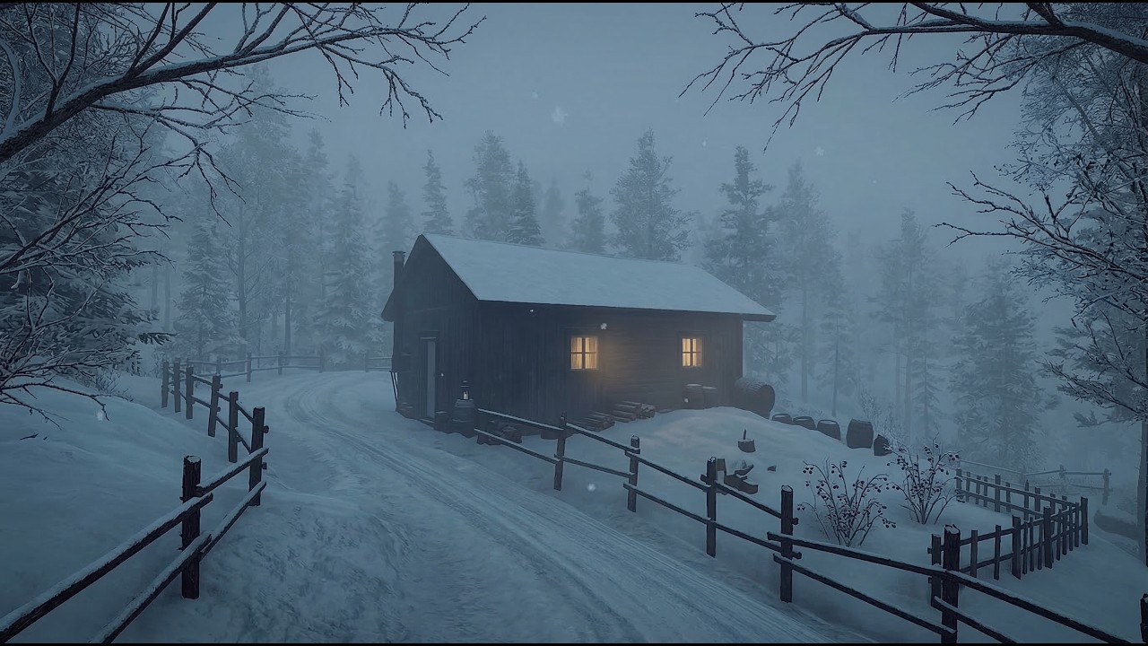 3 Hours of Heavy Blizzard Sounds at a Cozy Mountain Cabin - Relaxing Snowstorm for Deep Sleep