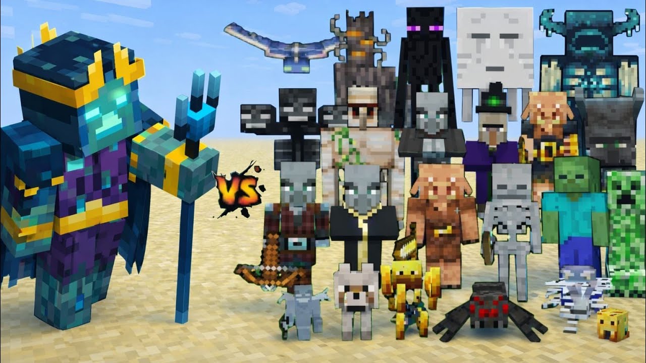 Drowned Necromancer (Minecraft Dungeons) vs Every mob in Minecraft - Necromancer vs All mobs