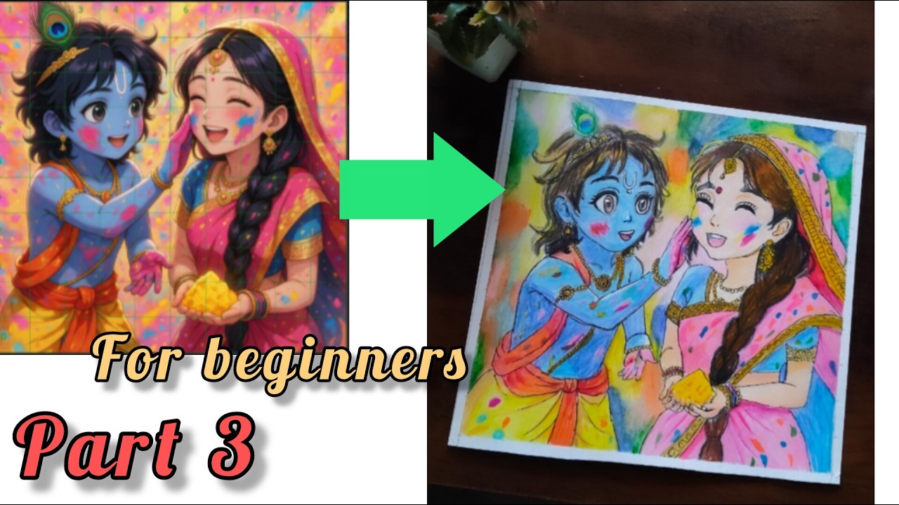radha Krishna holi drawing outline tutorial for beginners part 3 #art #tutorial #radha #krishna