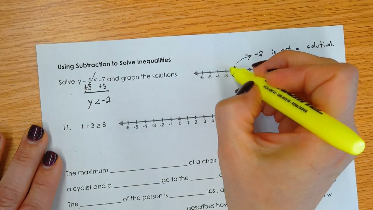 A1A Unit #7 Solving Inequalities   Adding and Subtracting