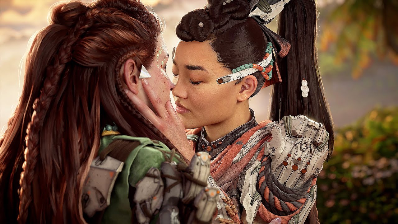 Horizon Forbidden West Burning Shores DLC - Элой целует Сейку, её девушку Квен - Романтическая сцена