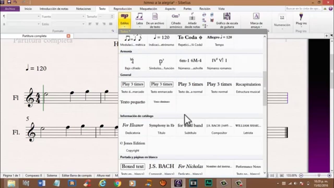 D  S  al Fine Sibelius 8