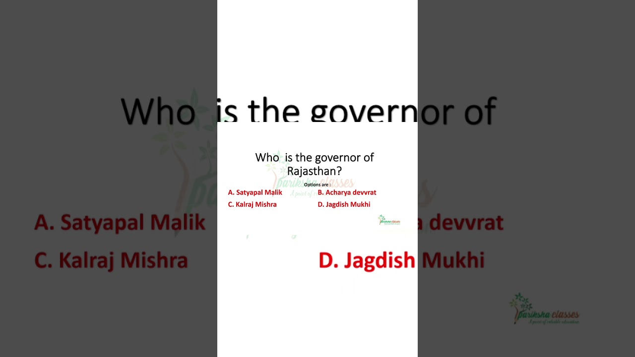 Who is the Governor of Rajasthan?