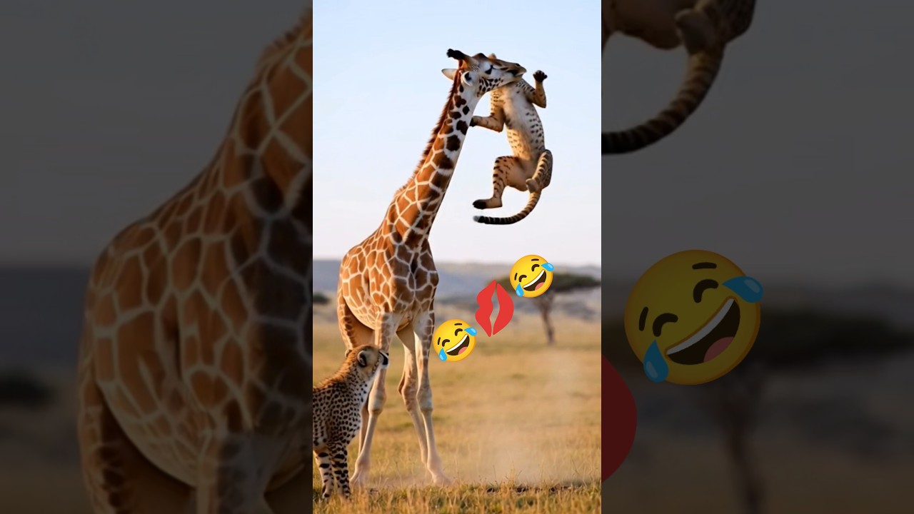 Giraffe Throws Cheetah in the Air | Shocking Wildlife Moment | Ultra Realistic AI Video