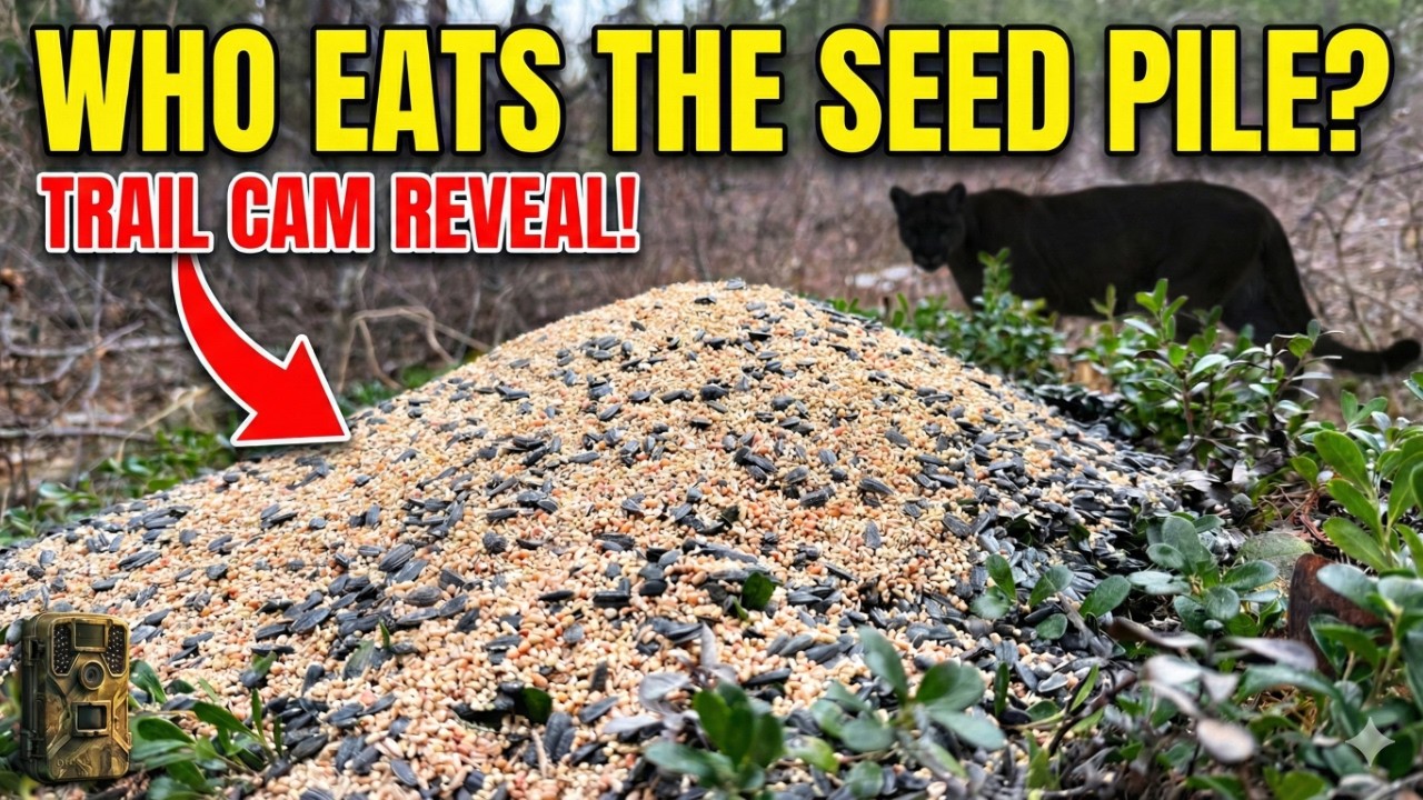 MOUNTAIN LION ATTACKS TRAIL CAM! We Left a Bird Seed Pile in the Woods & Got a Surprise Predator.