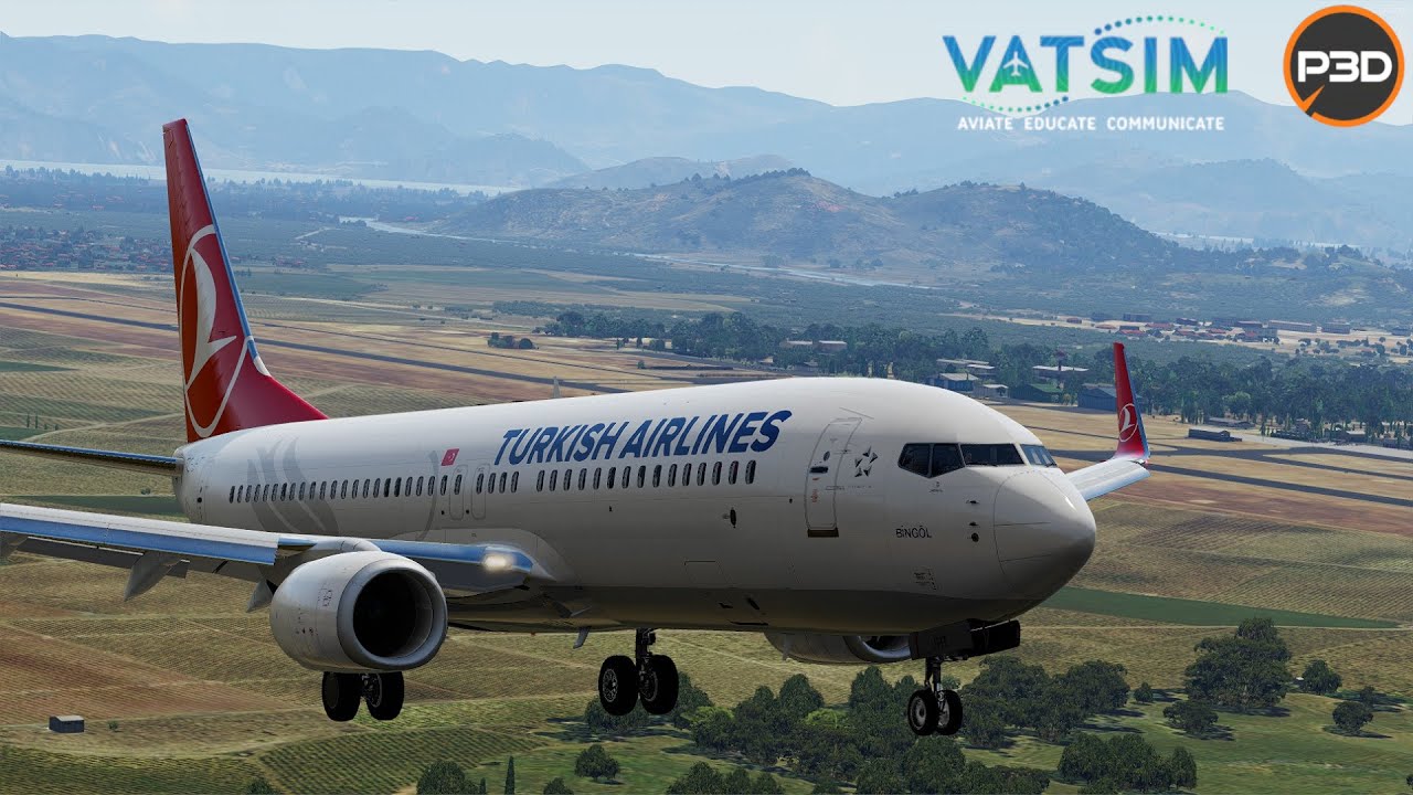 P3D V5 HD | Challenging circle to land at Podgorica Airport (LYPG) | Turkish B738