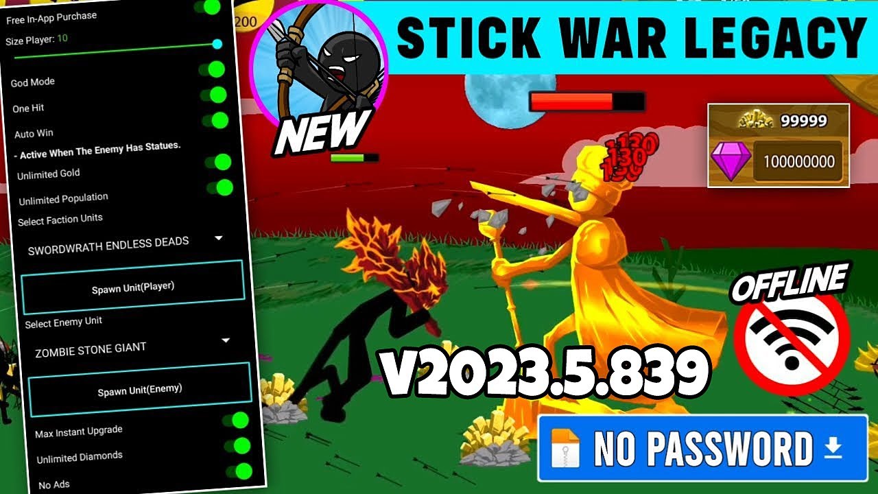Stick War Legacy MOD MENU v2023.5.839 || No Password | No Key | Update 2025