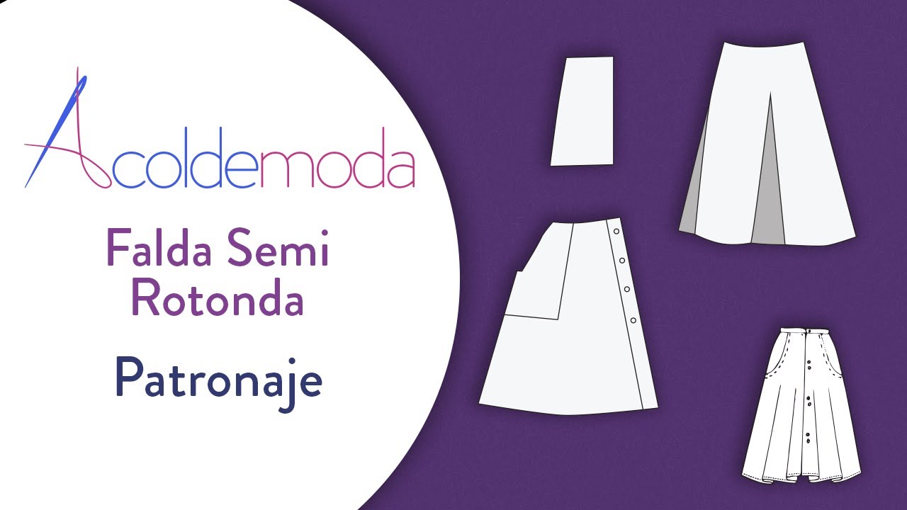 Clase 2: FALDA SEMICIRCULAR O SEMI ROTONDA CON BOTONES - Paso a Paso - DIY