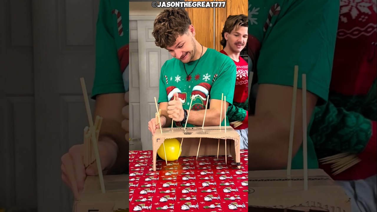 Father and Kids Play a Balloon Survival Game 