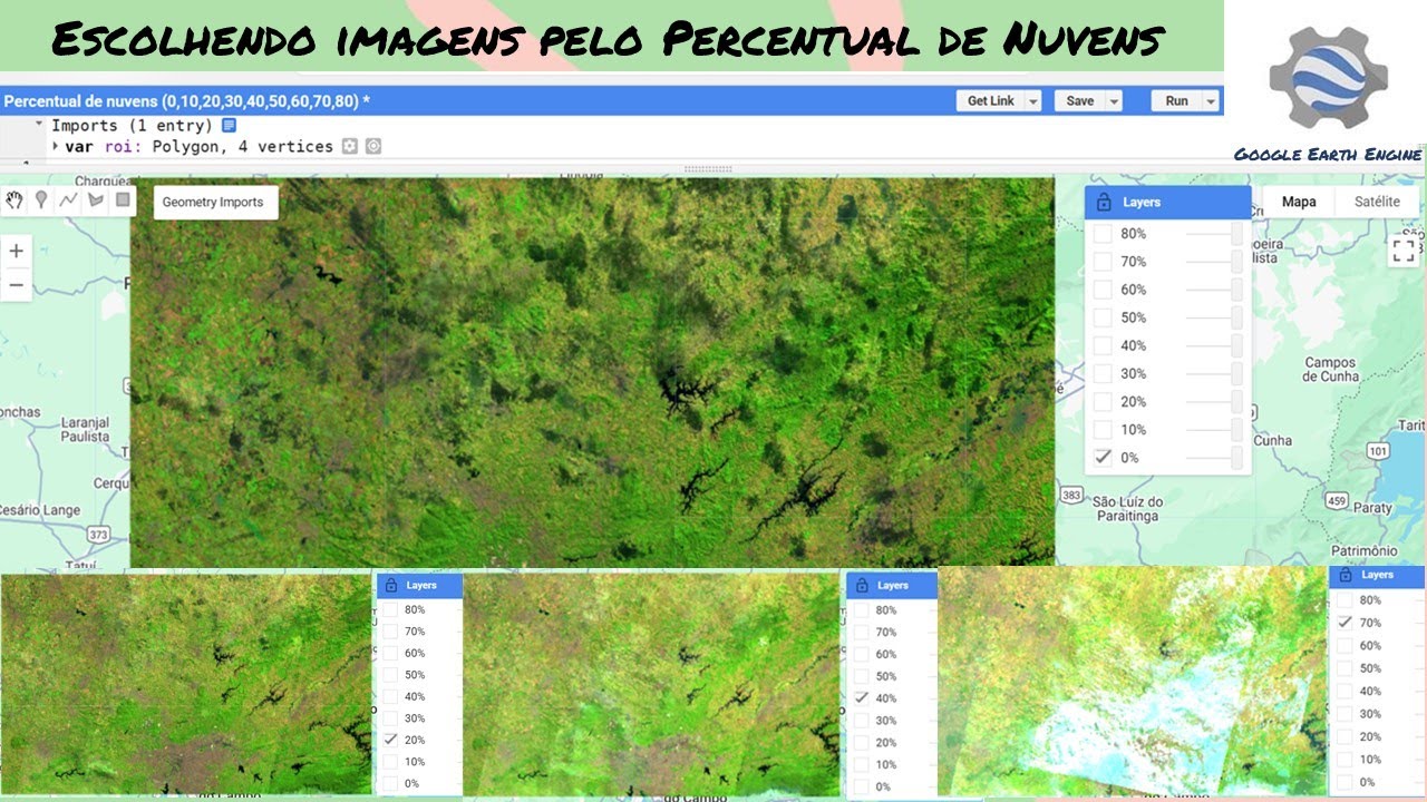 Escolhendo imagens pelo percentual de nuvens no Google Engine