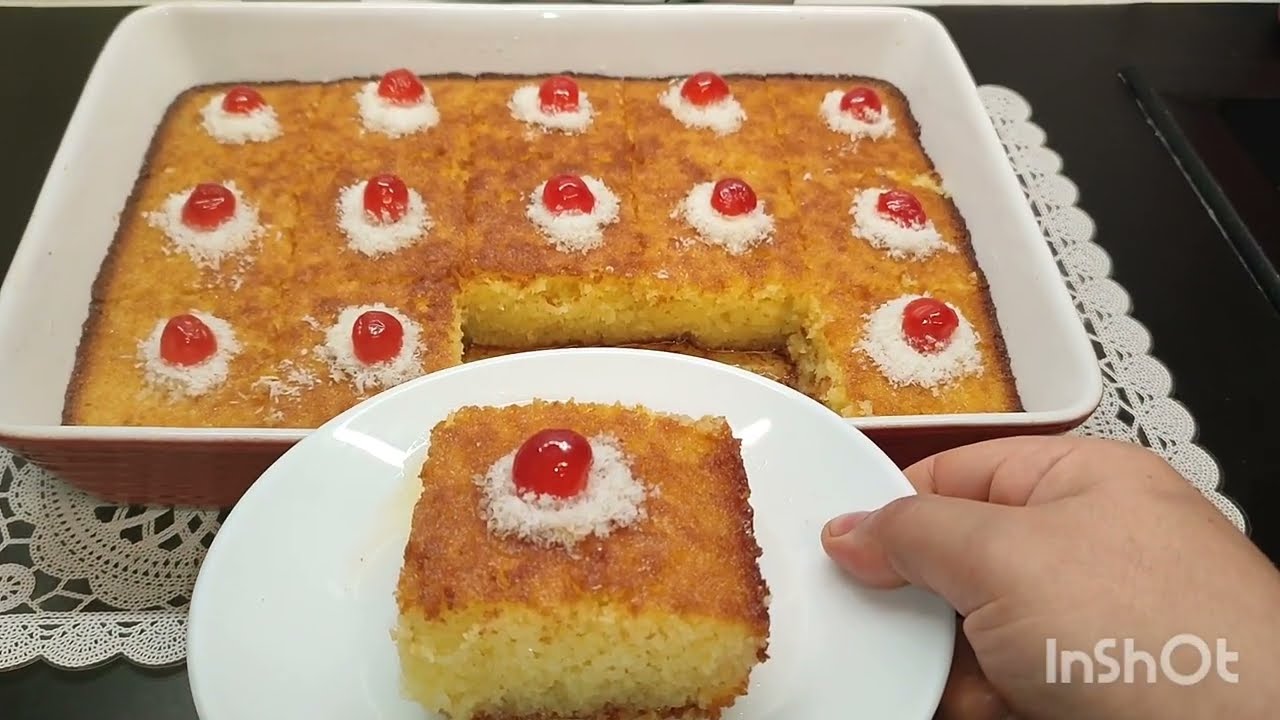 جيبي علبة ياغورت وأرواحي نحضرو هاد  البسبوسة بذوق الليمون 🍋وجوز الهند 🥥 بنة ولا أروع 😋👌