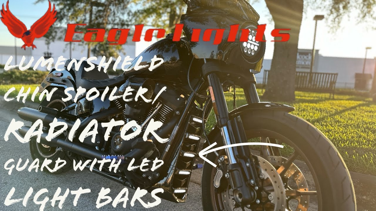 Спойлер LUMENSHIELD со светодиодными полосами для Harley Low Rider S. Видео по установке.